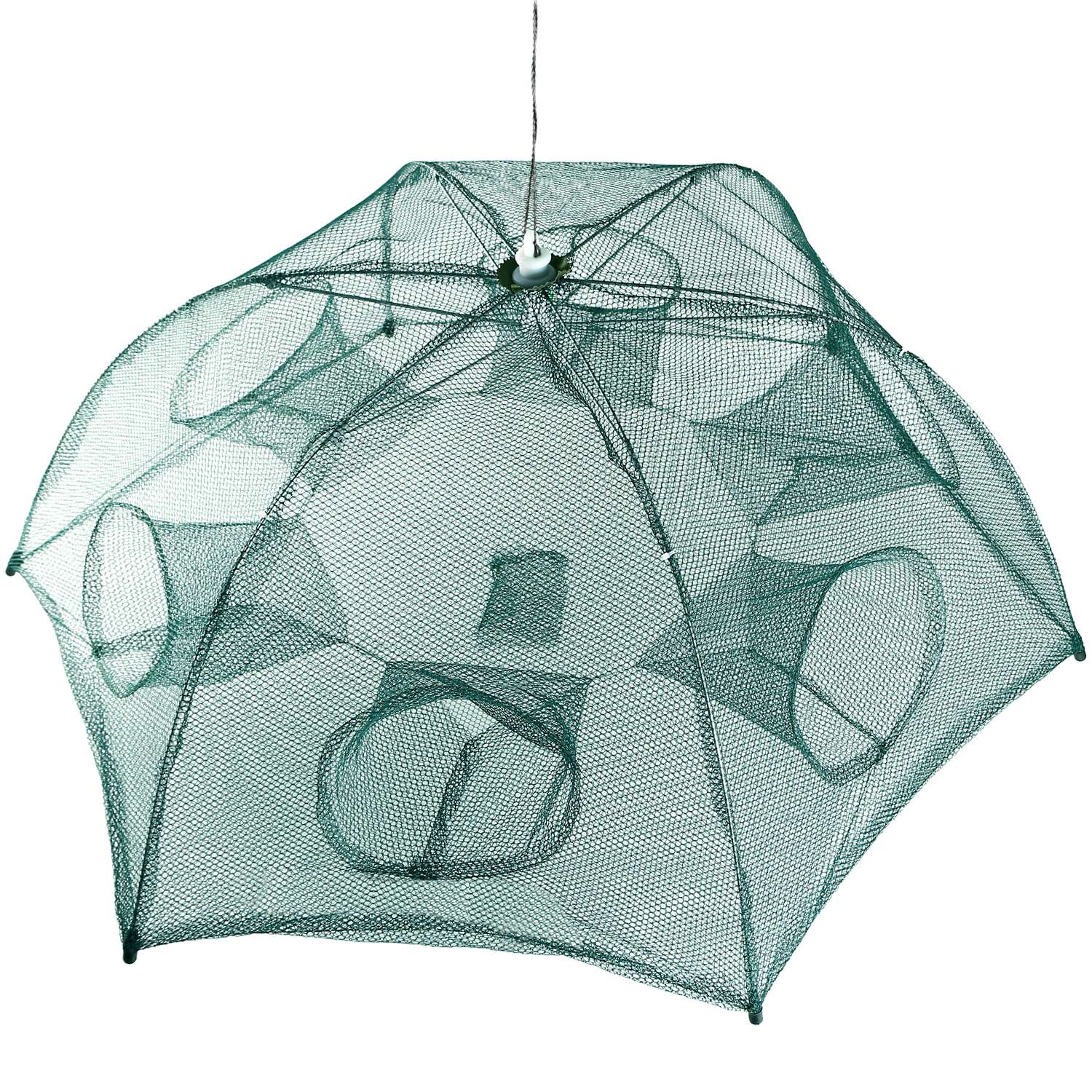Portable 6-Sided Fishing Trap Net with 6 Holes Automatic