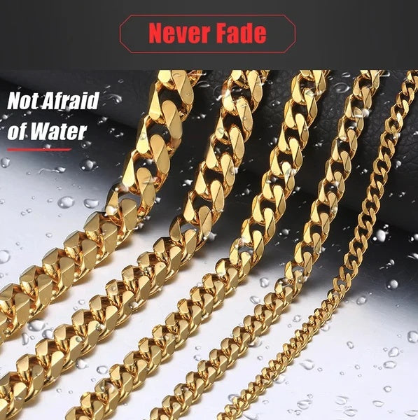 Premium Cuban Link Chain Necklace Gold Silver Unisex Jewelry