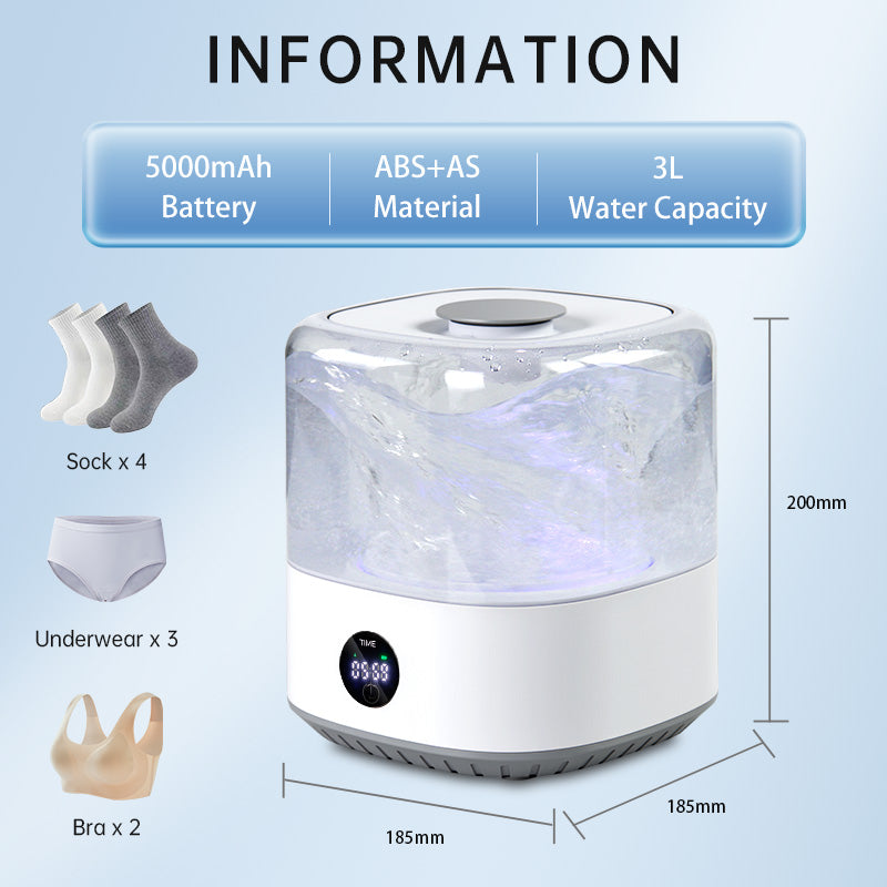 Powerful Mini Portable Washer Cordless USB Compact Travel Laundry