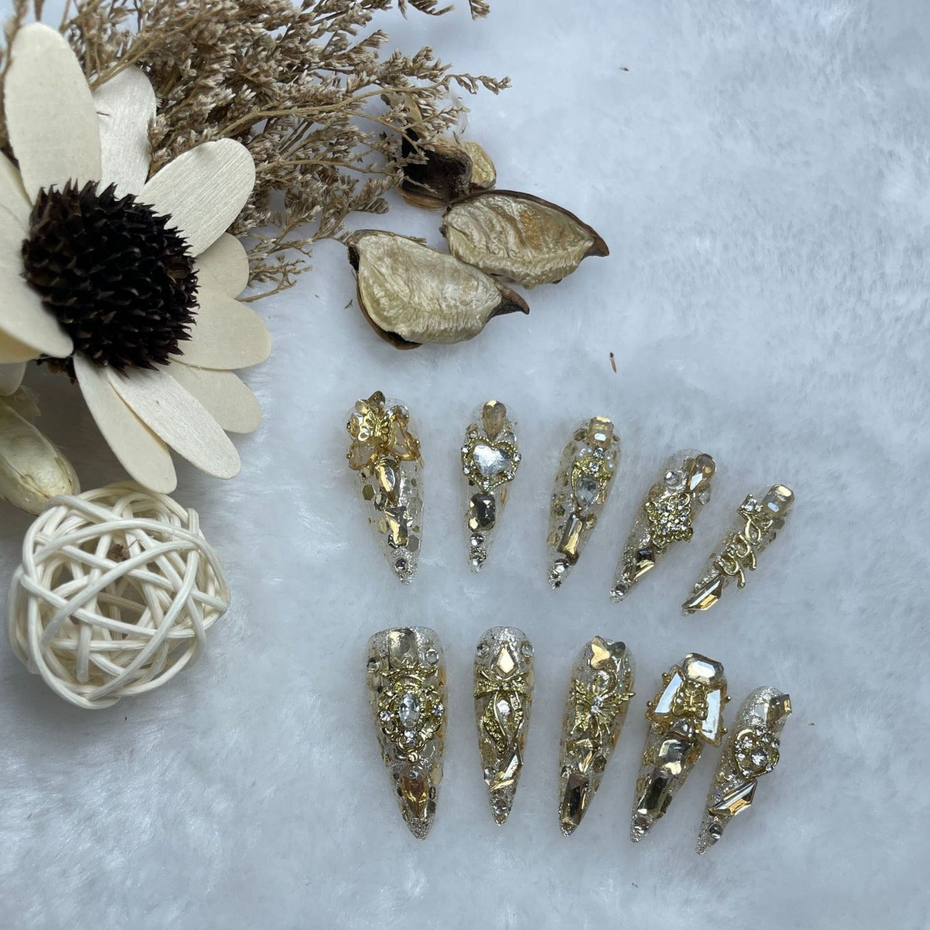 Luxury Elegant Handmade Wearable Long Manicure Nails