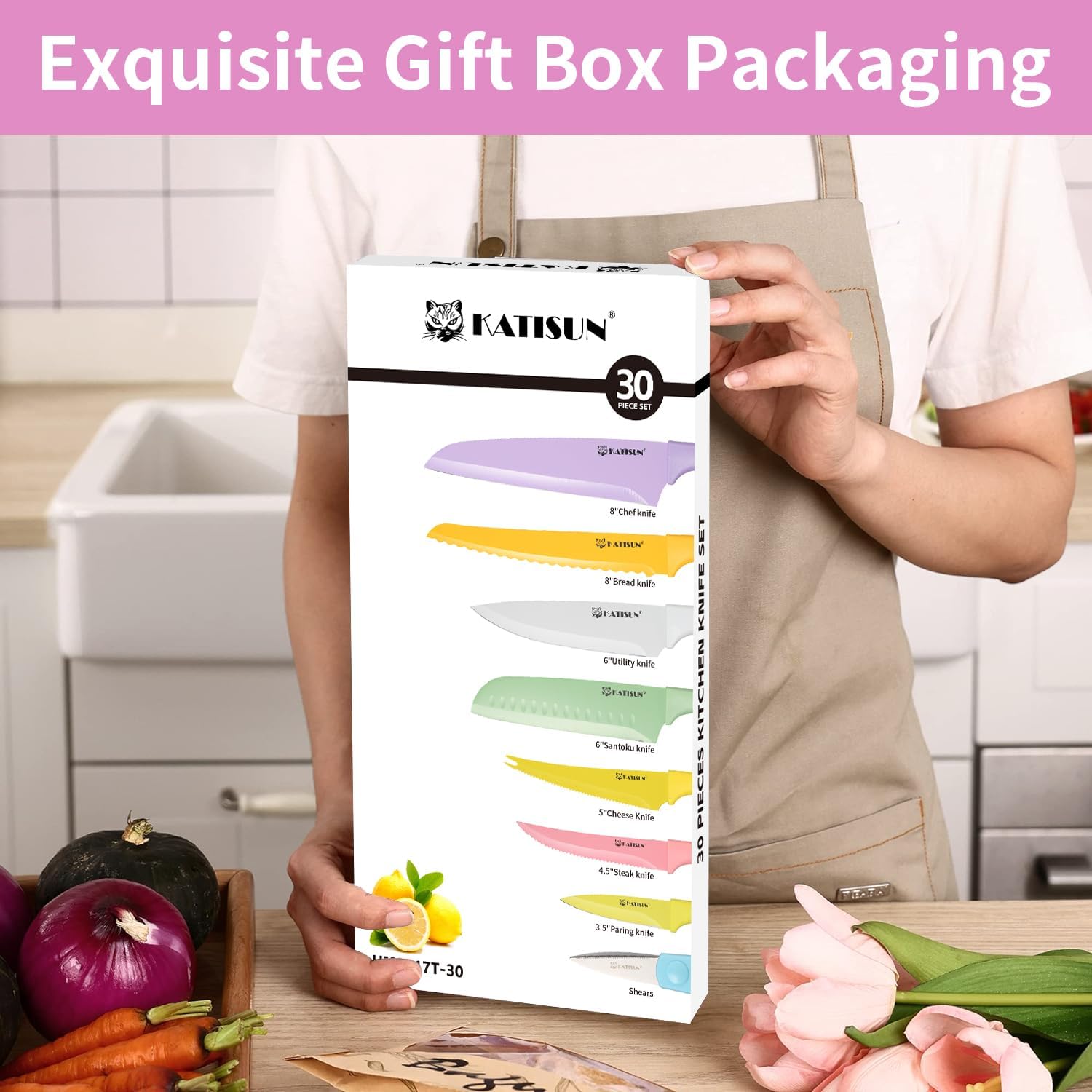 Complete 30 Piece Kitchen Knife Set with Cutting Board