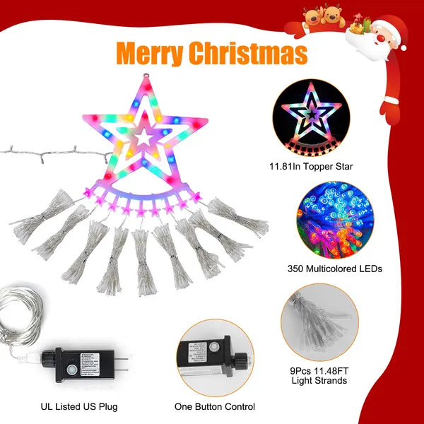 Bright Christmas Star String Lights Waterfall LED Outdoor Decor