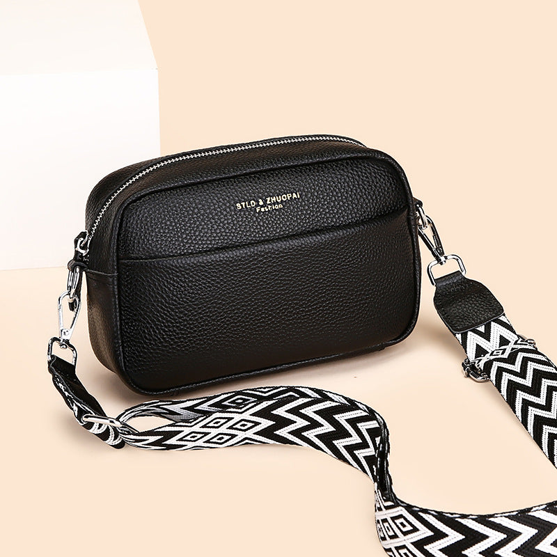 Top Layer Cowhide Small Square Bag Fashion Simple Shoulder Messenger Bag