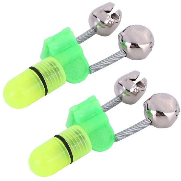 LED Night Fishing Bite Alarm with Bells Rod Tip Clip
