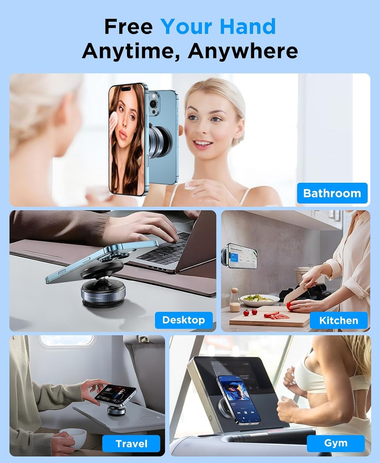 Car Phone Holder 360 Adjustable Magnetic Suction Mount Strong Grip