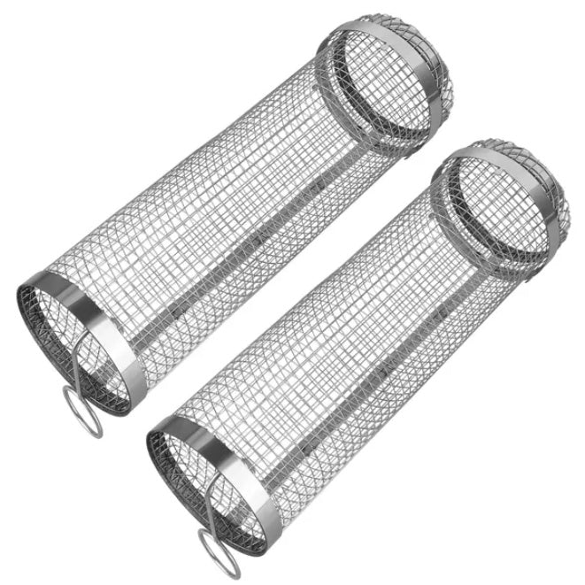 Portable BBQ Rolling Basket Grill Mesh Tube Stainless Steel Set