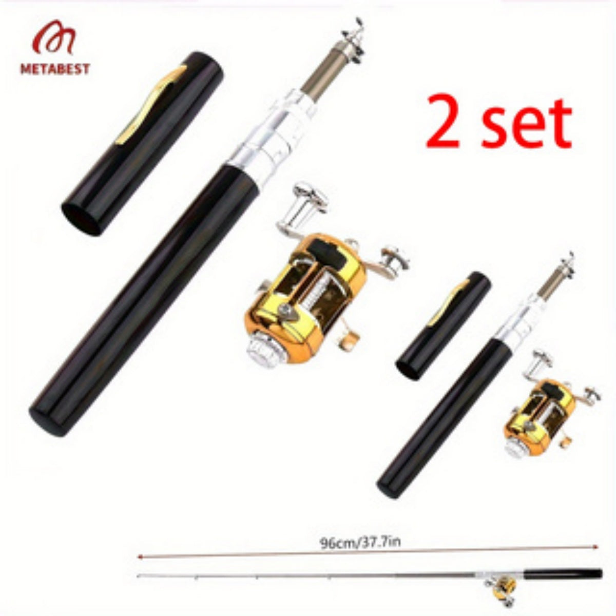 METABEST Aluminum Pen Fishing Rod Compact Pocket Travel Pole