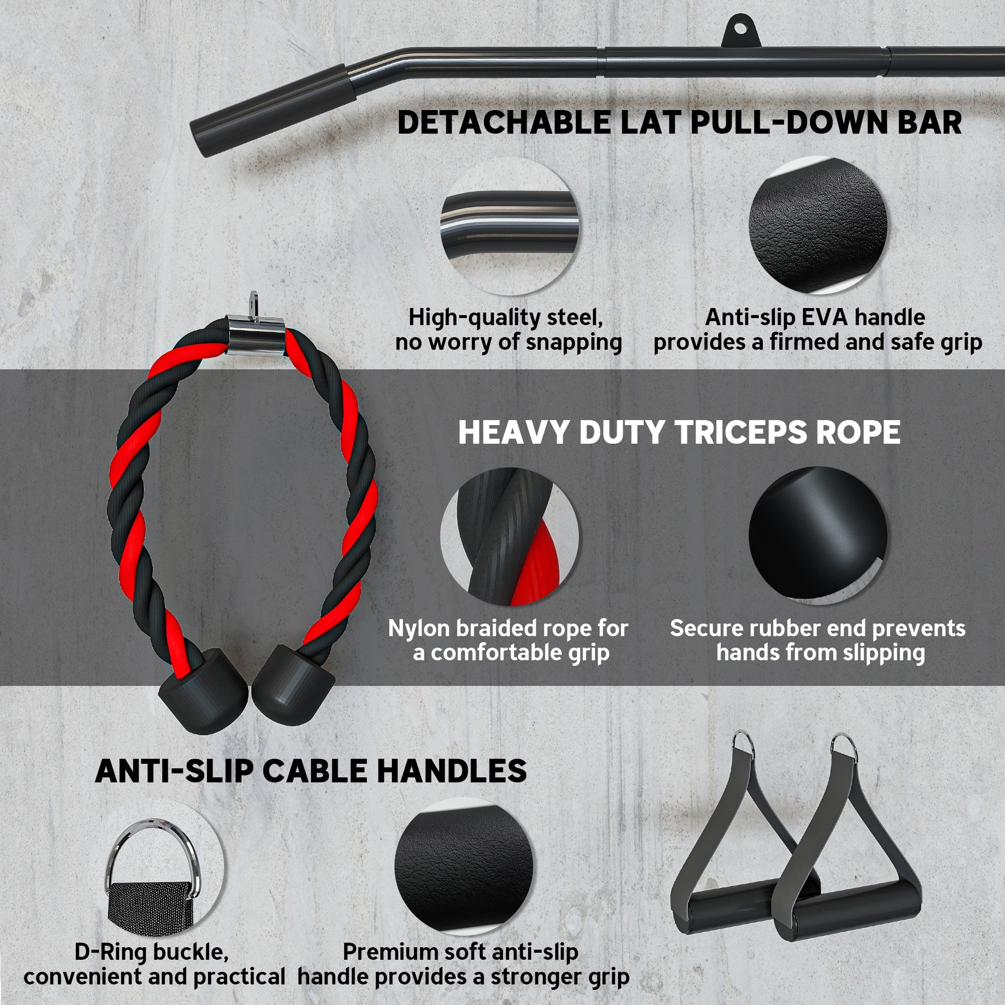 Weight Cable Pulley System with Universal Loading Pin for Strength Training (Red)