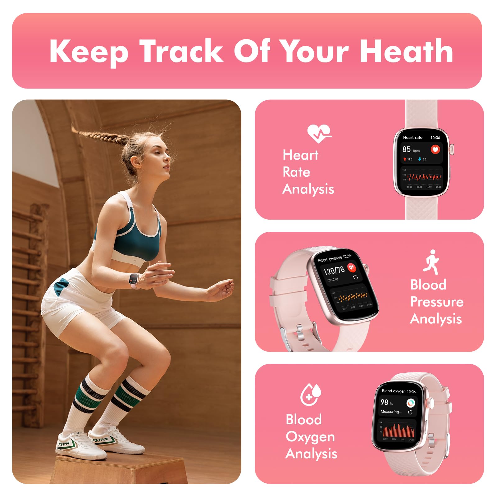 Bluetooth Smart Watch 1.95 HD Heart Rate Sleep Fitness Tracker IP68