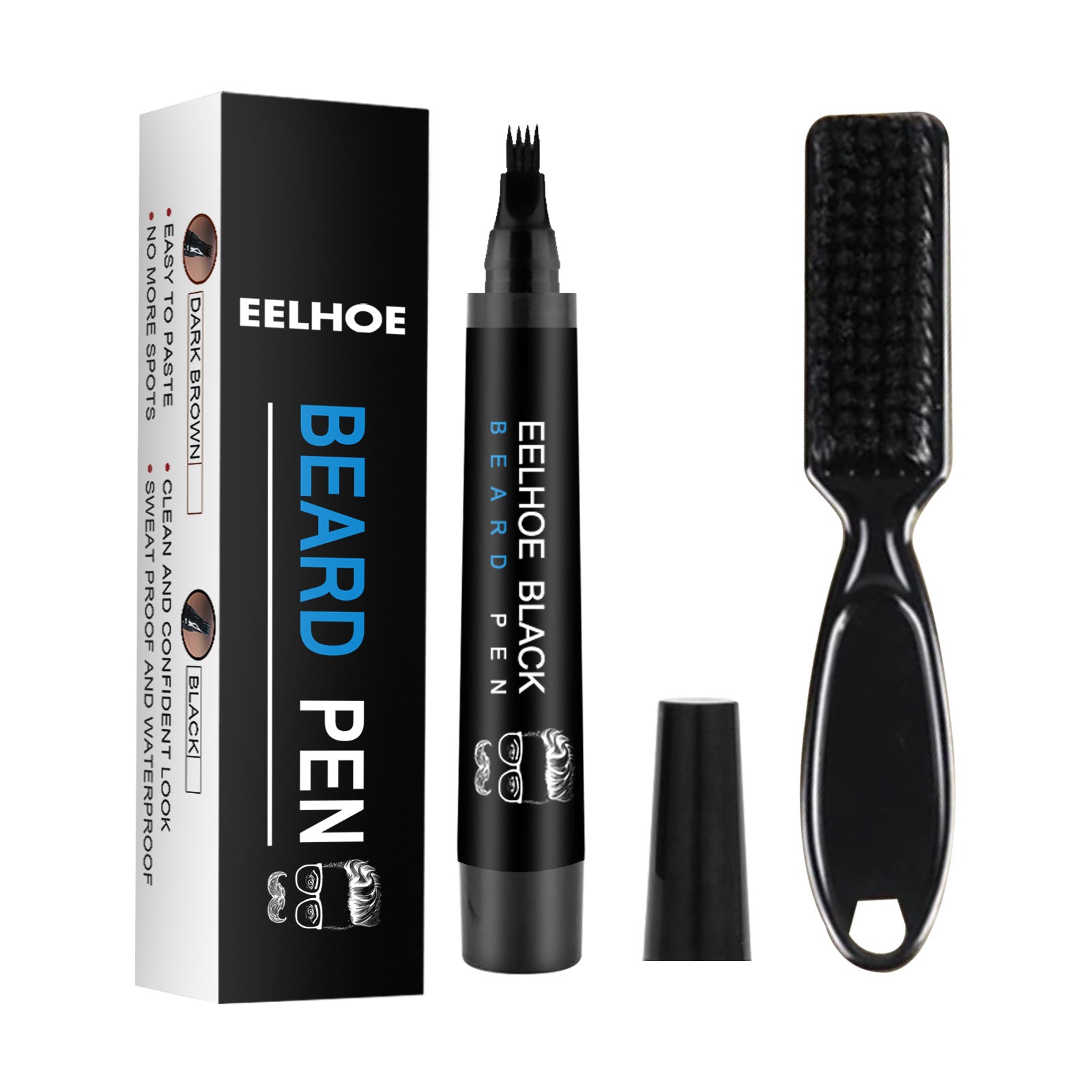 Waterproof Beard Filler Pen with Brush for Natural Beard Touch Up
