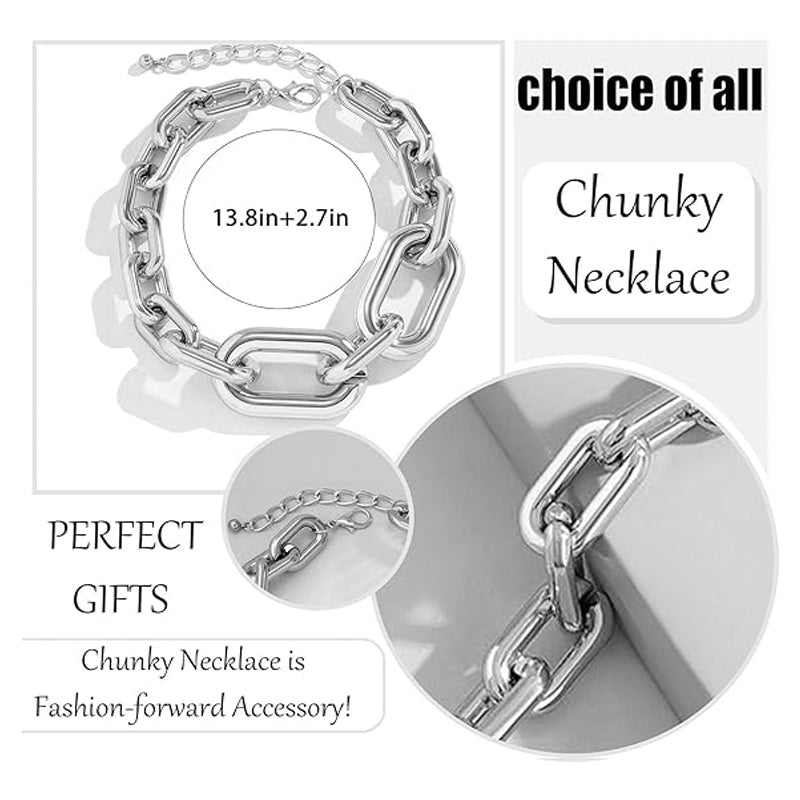 Premium Silver Chunky Chain Necklace – Vintage Choker Style