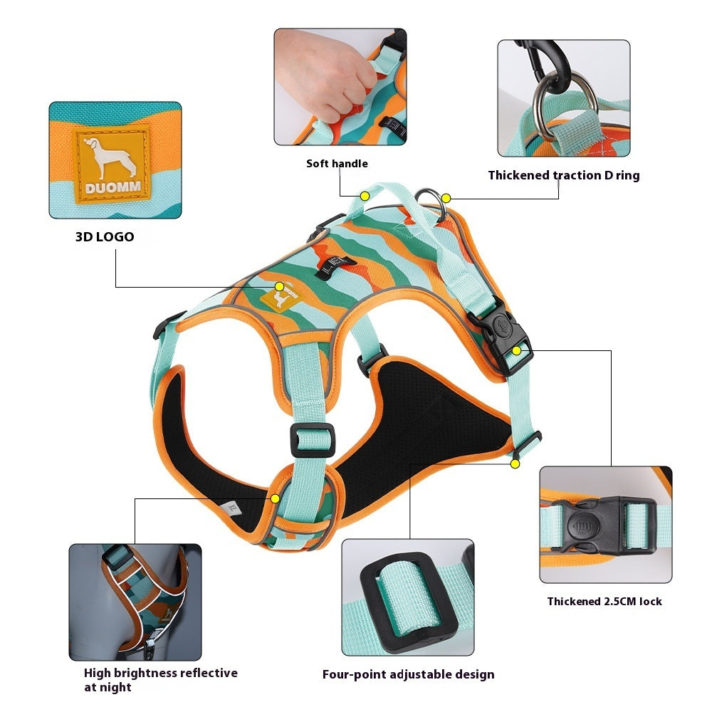 Premium Reflective Dog Harness Leash Set Chest Back Control