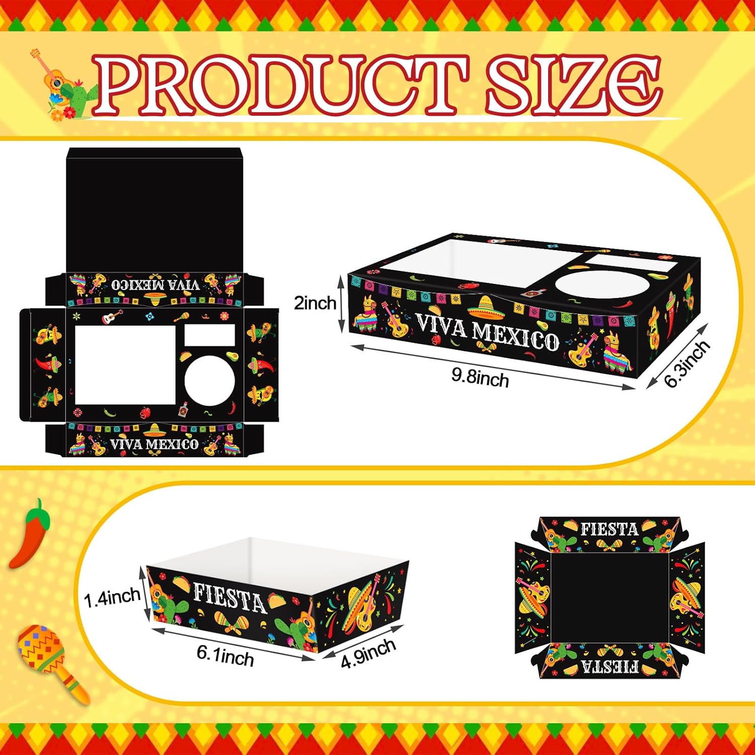 36pcs Fiesta Snack Trays Movie Night Popcorn Candy Party Boxes