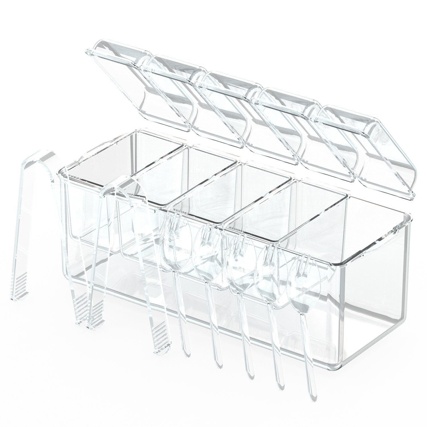 Ice Chilled Condiment Caddy Serving Tray with 5 Containers