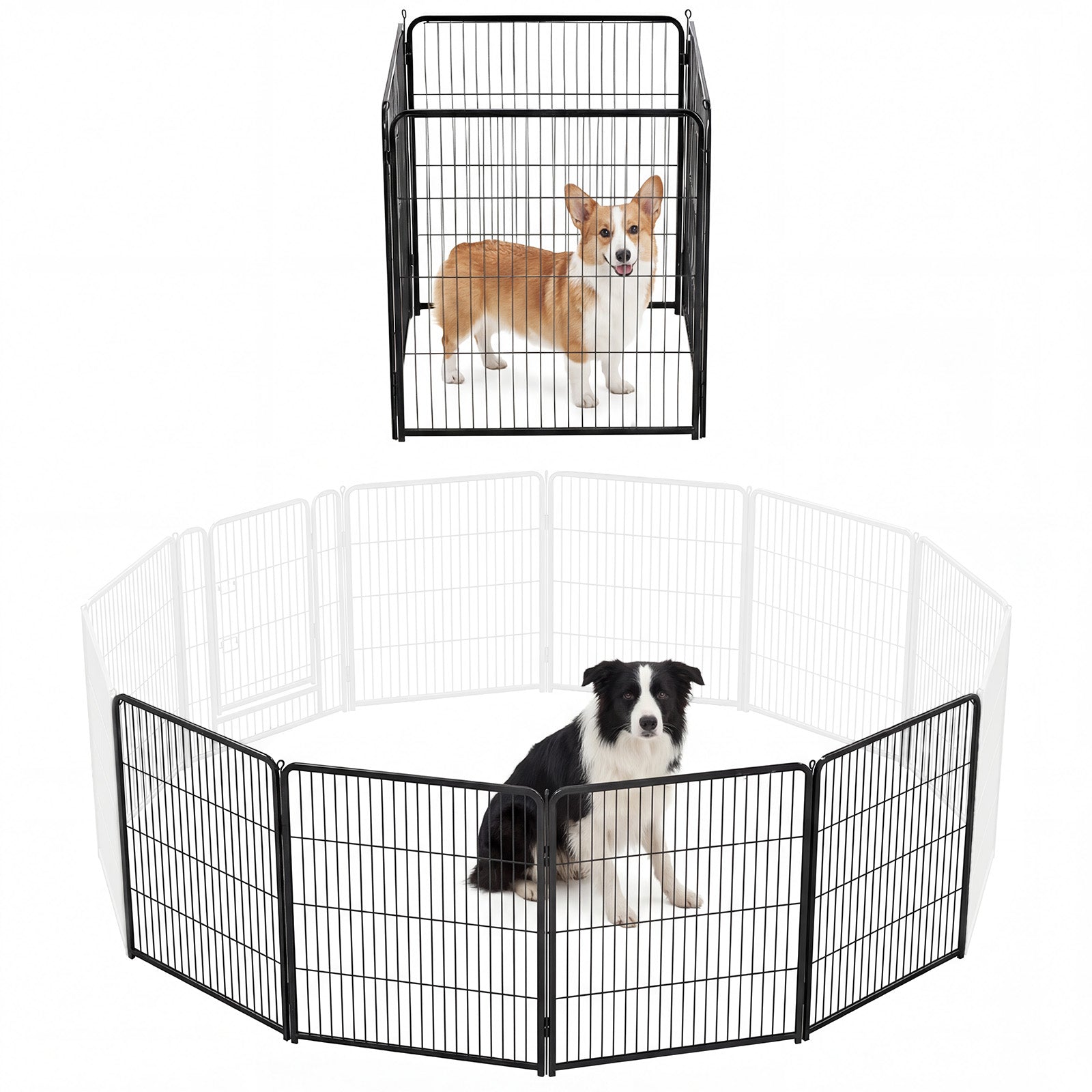 Foldable Metal Pet Fence with Door – Outdoor Exercise Playpen for Small, Medium & Large Dogs