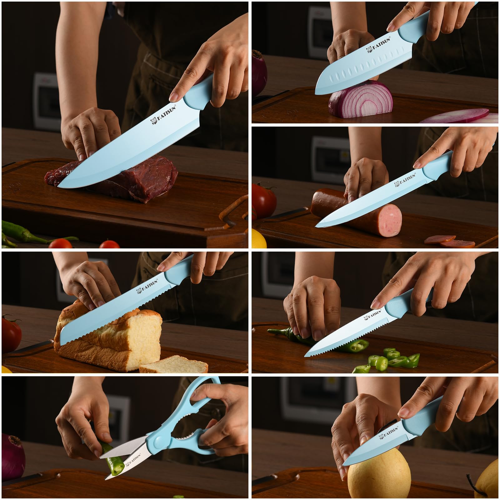 Premium Kitchen Knife Set Non Stick Stainless Steel with Covers