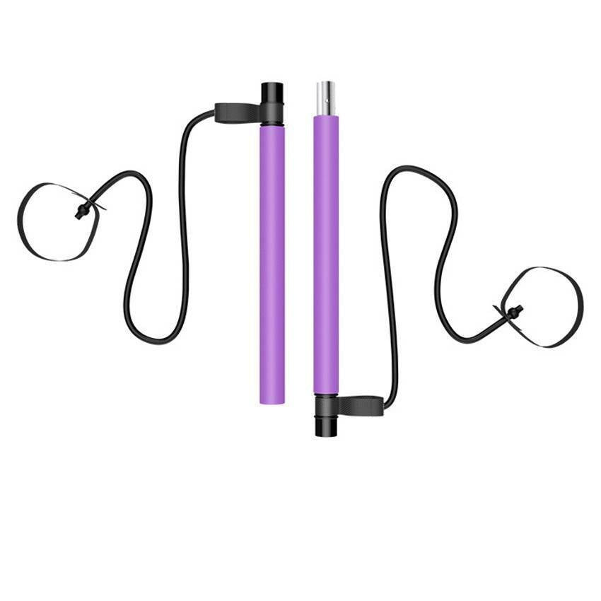Pilates Stick Home Fitness Kit with Foot Pedal Resistance Band Full Body Workout
