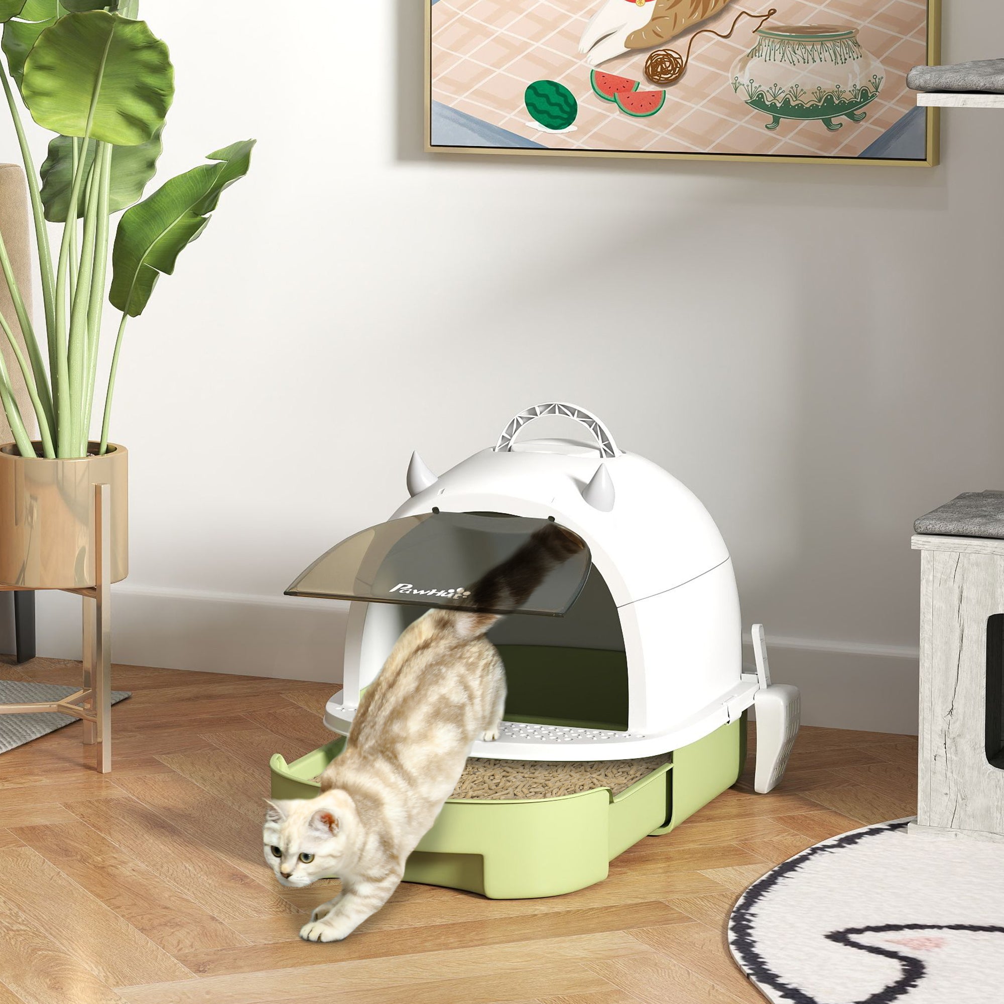 Premium Covered Cat Litter Box with Lid Scoop Odor Control