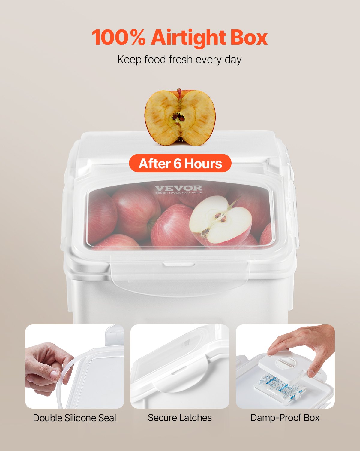 20L Airtight Flour Storage Container 4.5Gal Kitchen Bin