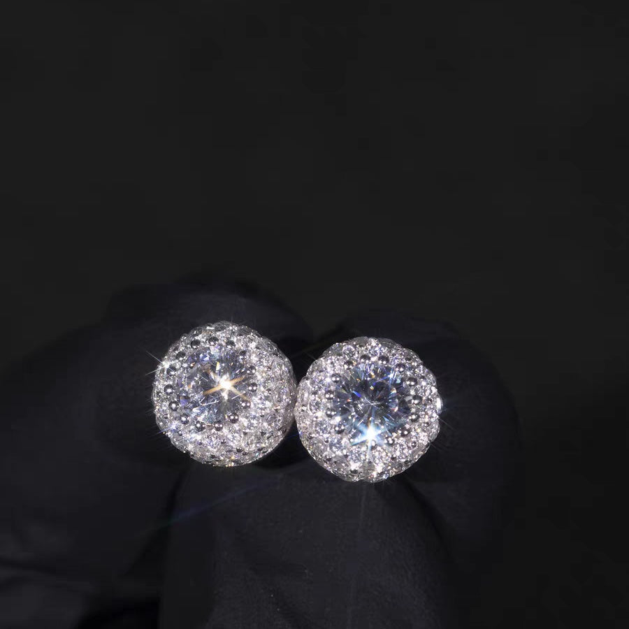 Luxury Zircon Stud Earrings Unisex Hip Hop Wedding Style