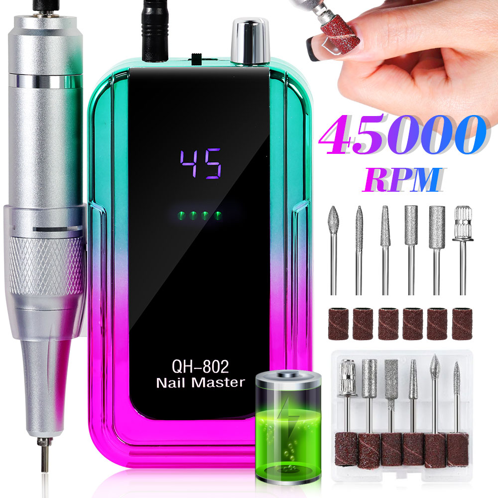 Professional 45000RPM Cordless Rechargeable Electric Nail Drill Machine