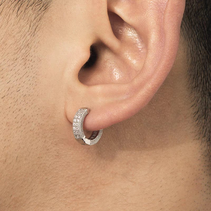 Luxury Zircon Hoop Earrings for Men Stylish Hip Hop Jewelry