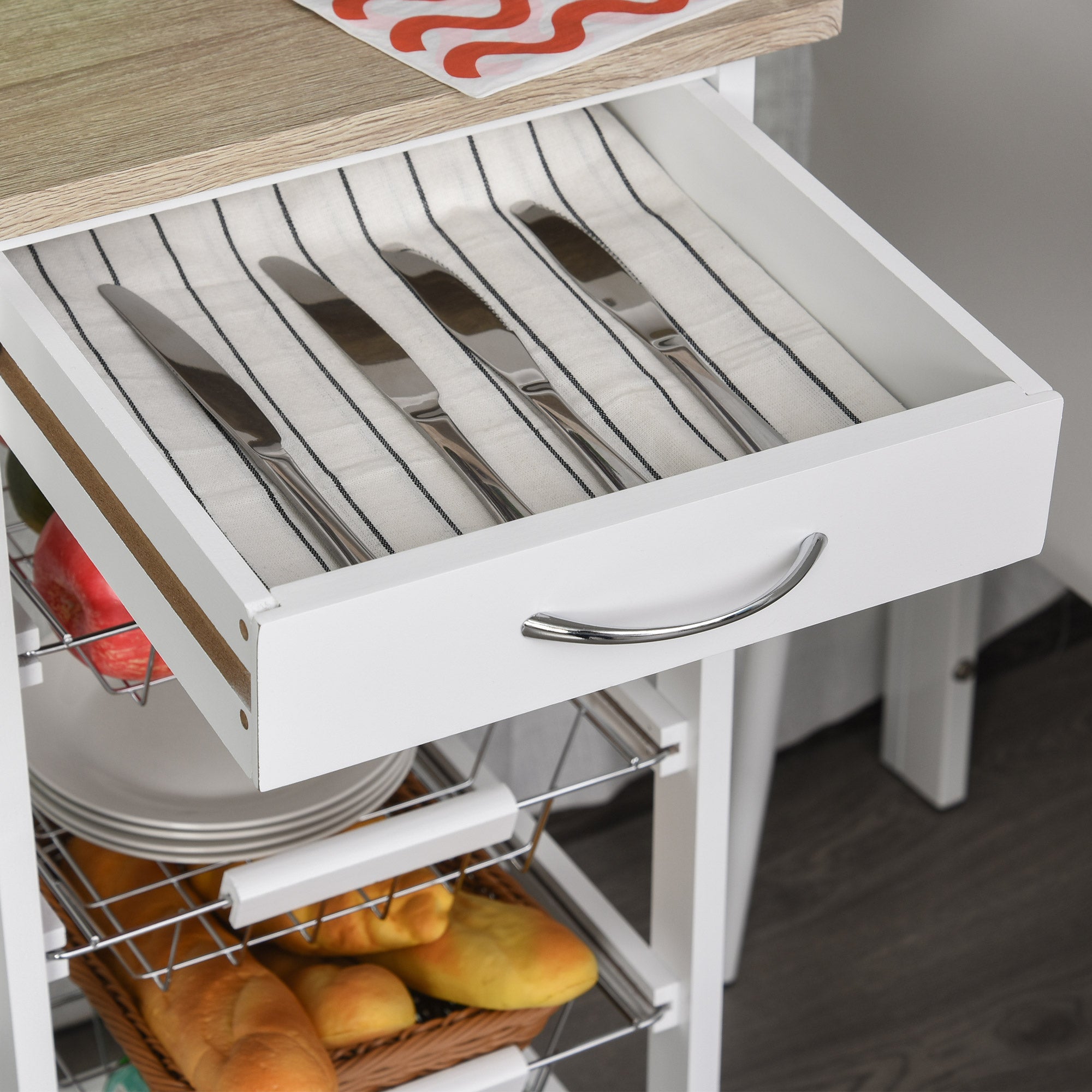 HOMCOM Kitchen Island Storage Cart with Baskets