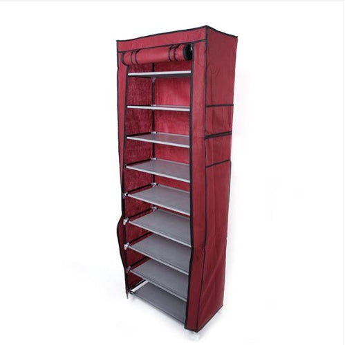 Space Saving 10-Tier Fabric Shoe Cabinet 9 Grid Organizer