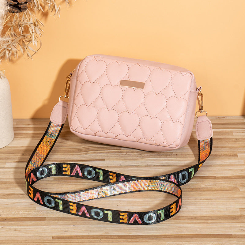 All Matching Casual Heart Embroidered Bag Stylish Women Shoulder Handbag