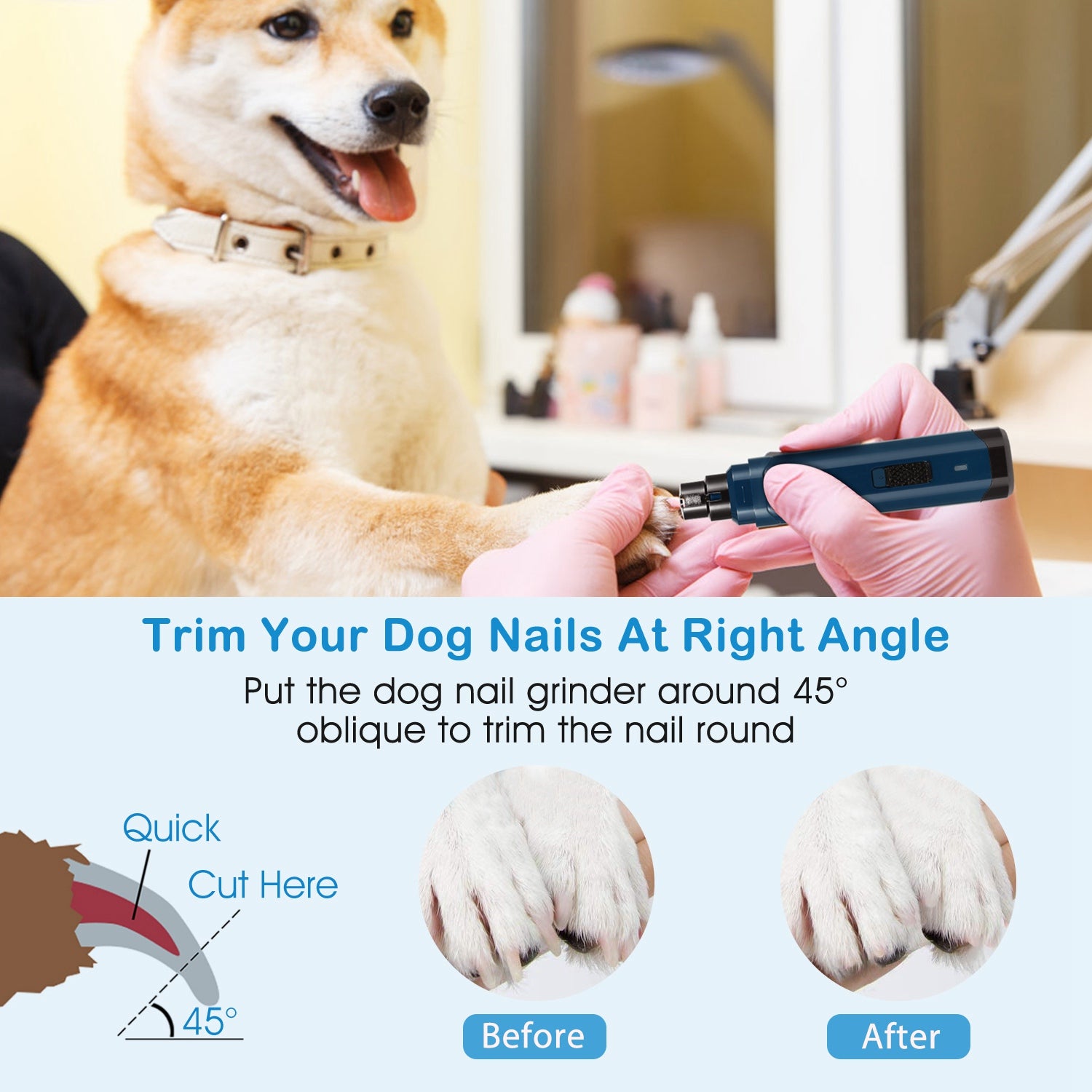 Premium Pet Nail Grinder USB Rechargeable Quiet Grooming Tool