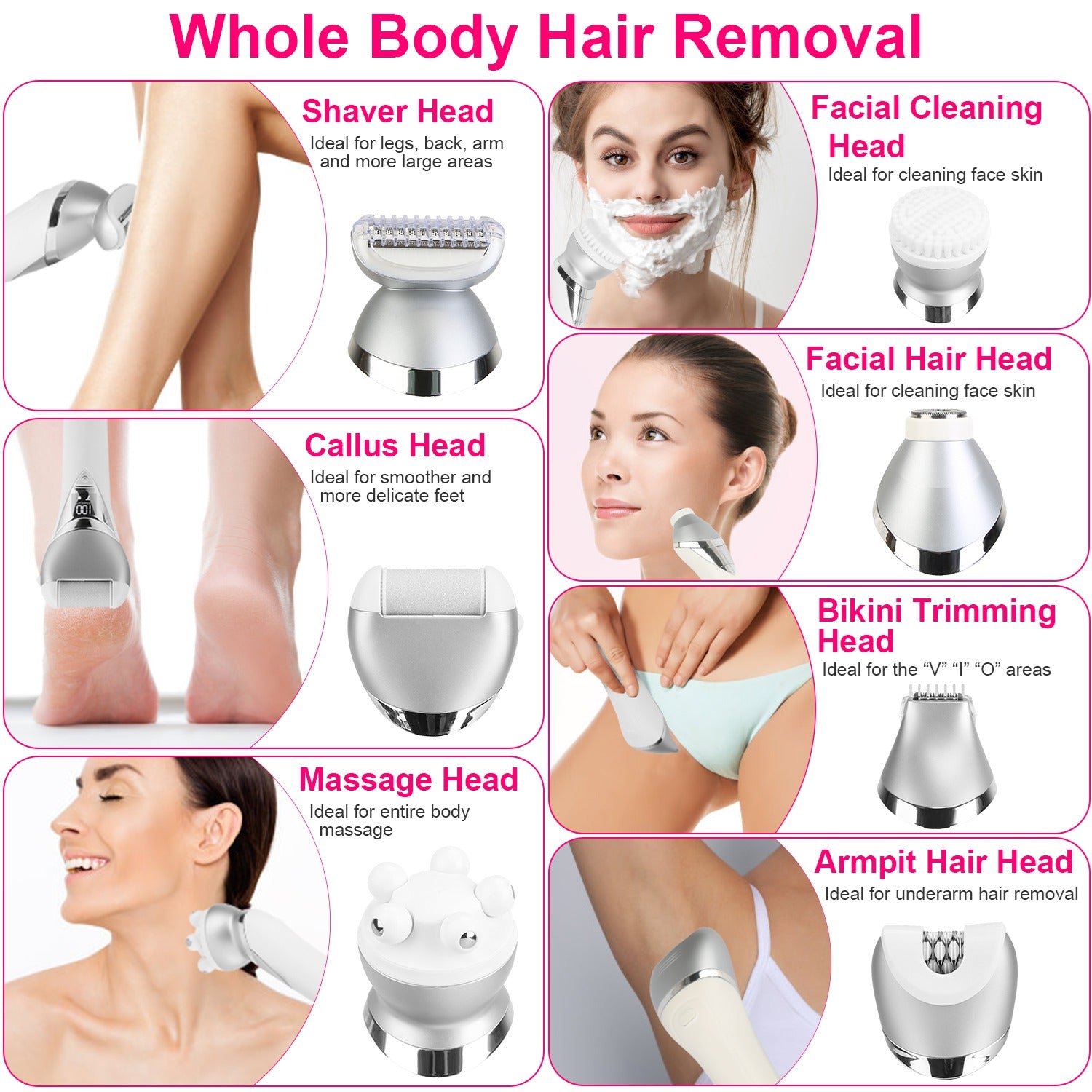 Ultimate 7-in-1 Women Electric Razor - Painless Full Body Groomer