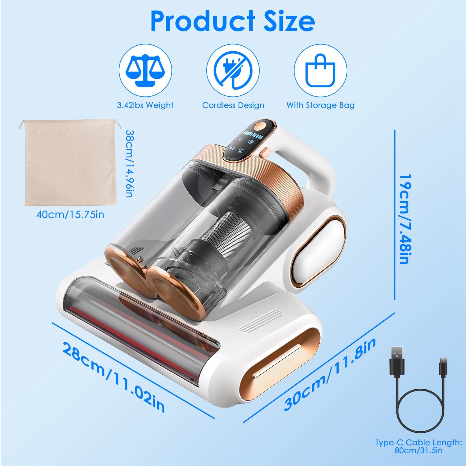Powerful Mattress Vacuum Cleaner with UVC &amp; Ultrasonic Technology