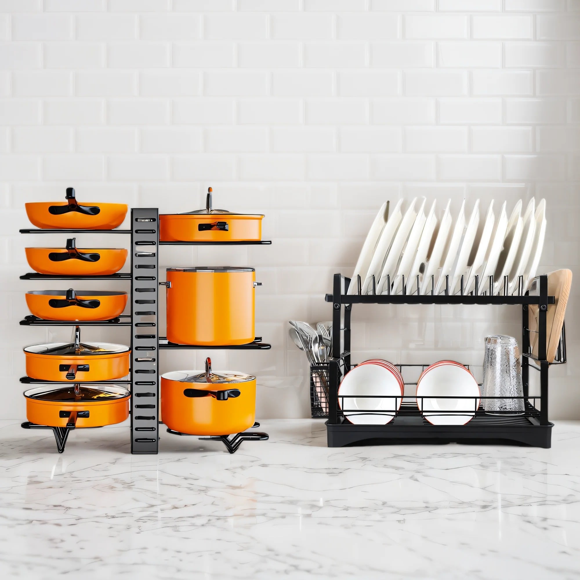 2 Piece Cookware Organizer Rack Set
