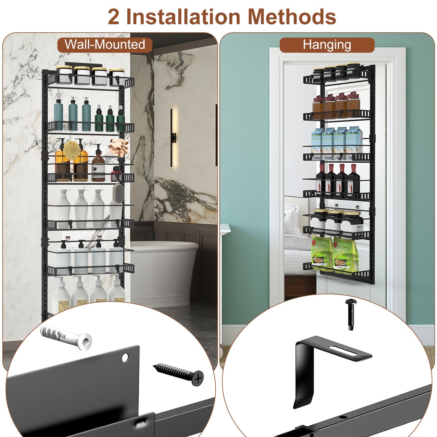 Over Door Pantry Organizer 6 Tier Carbon Steel Storage Rack