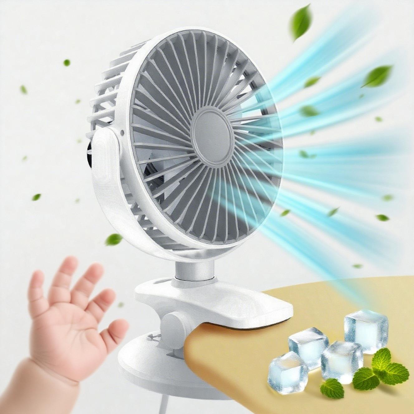 Ultra Quiet Clip On Fan 360 Rotation USB Rechargeable Portable