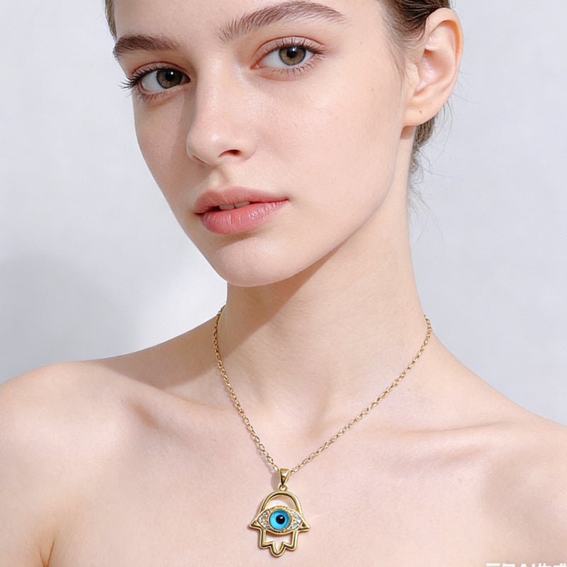 Protective Evil Eye Hamsa Necklace for Women Lucky Amulet