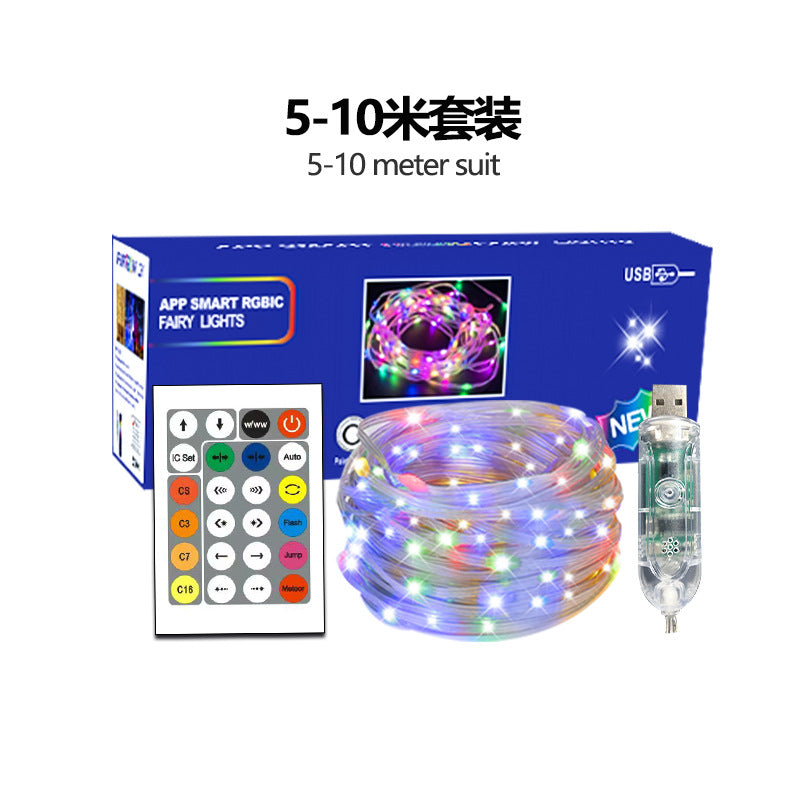 RGB LED Rope Lights Remote Control Outdoor Fairy String Lights