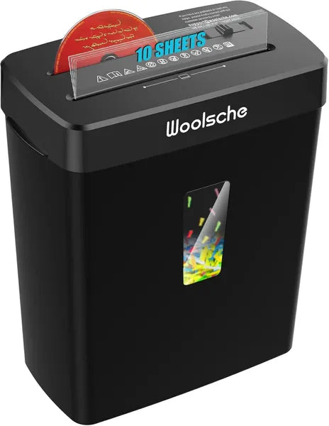 High Security Cross-Cut Paper Shredder 10-Sheet Jam-Proof CD Card Shredder