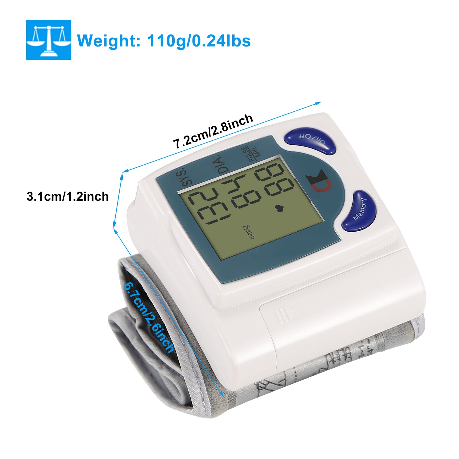 Wrist Blood Pressure Monitor Digital LCD Heart Rate Tester