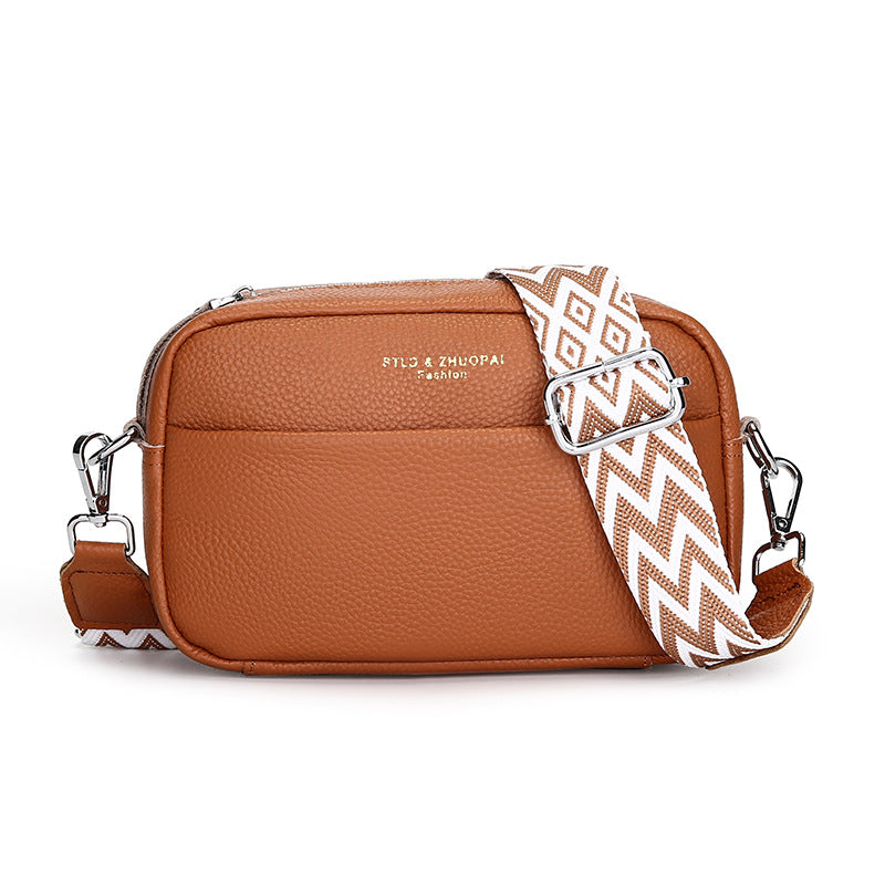 Top Layer Cowhide Small Square Bag Fashion Simple Shoulder Messenger Bag