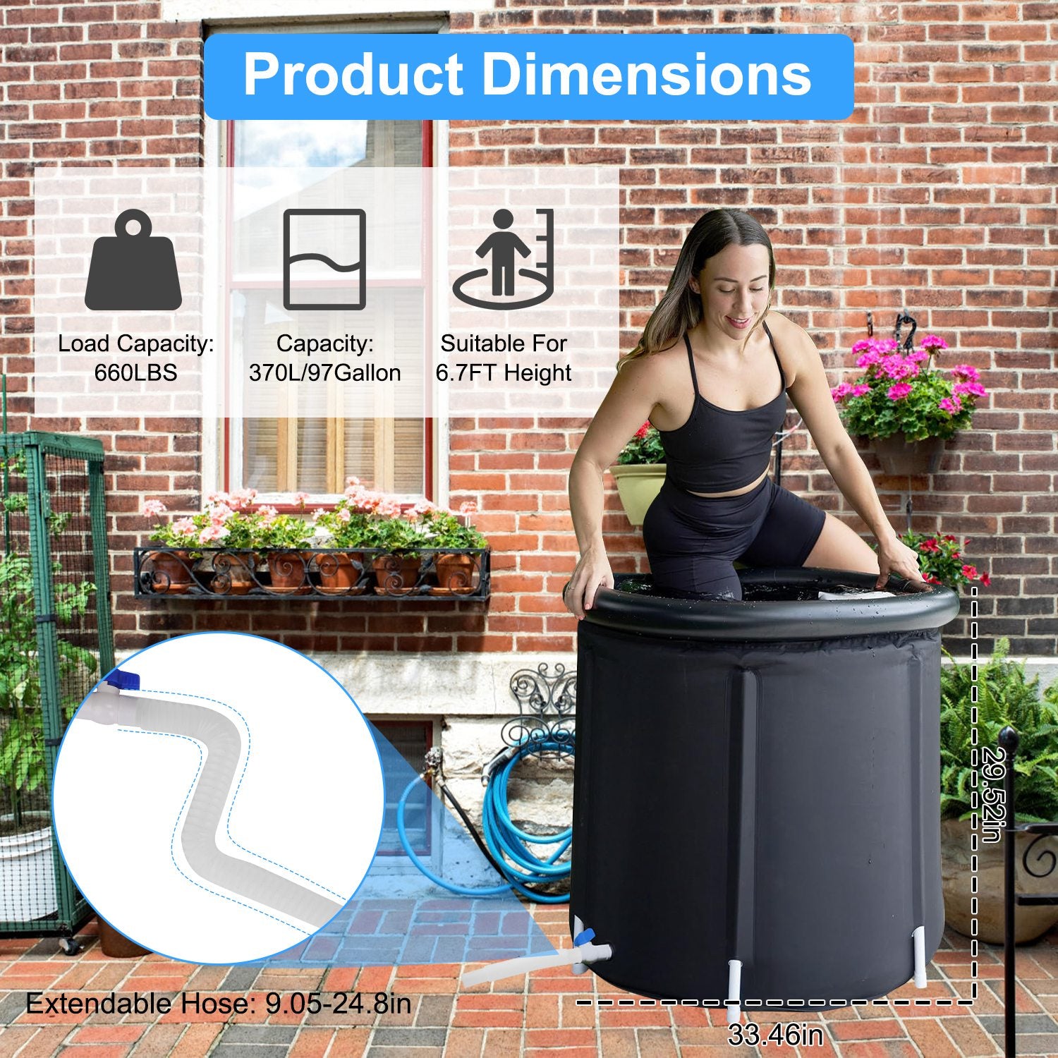 Premium Ice Bath Tub 97Gal Cold Plunge Portable Recovery Tub