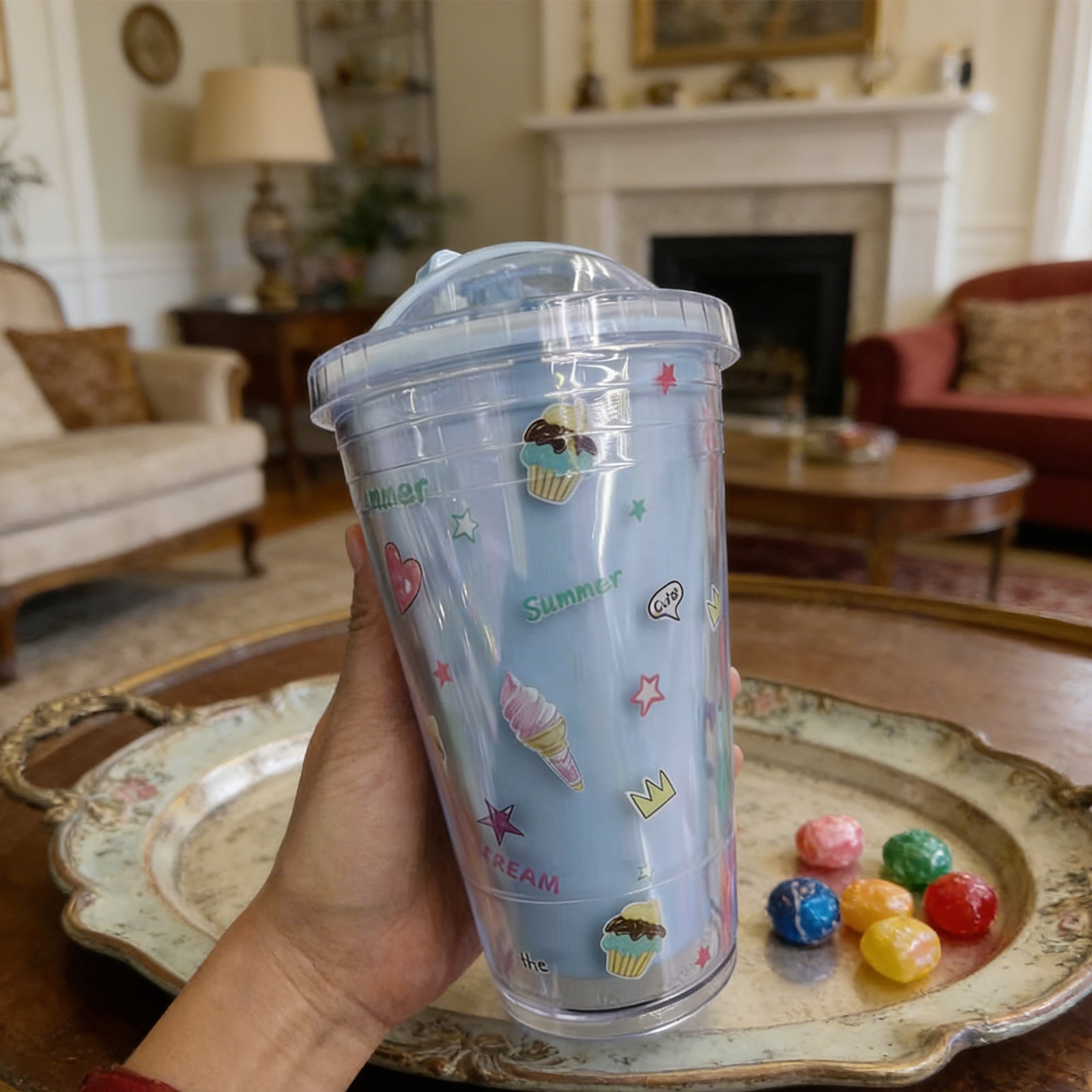 Ice Cream Drinking Bottle-Blue 450ML
