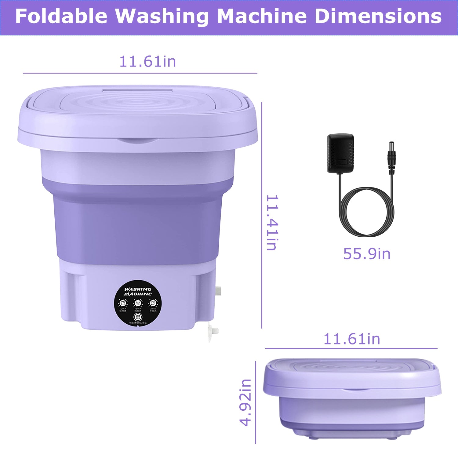 Powerful Foldable Portable Washing Machine Compact Laundry