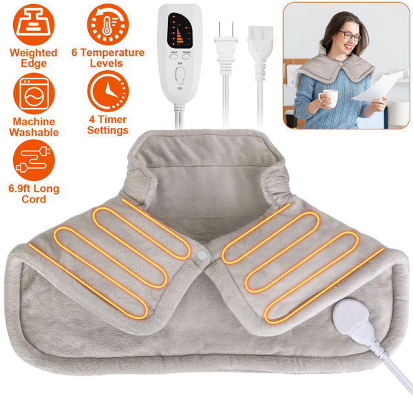 Weighted Neck Shoulder Heating Pad with 6 Heat 4 Timer Settings