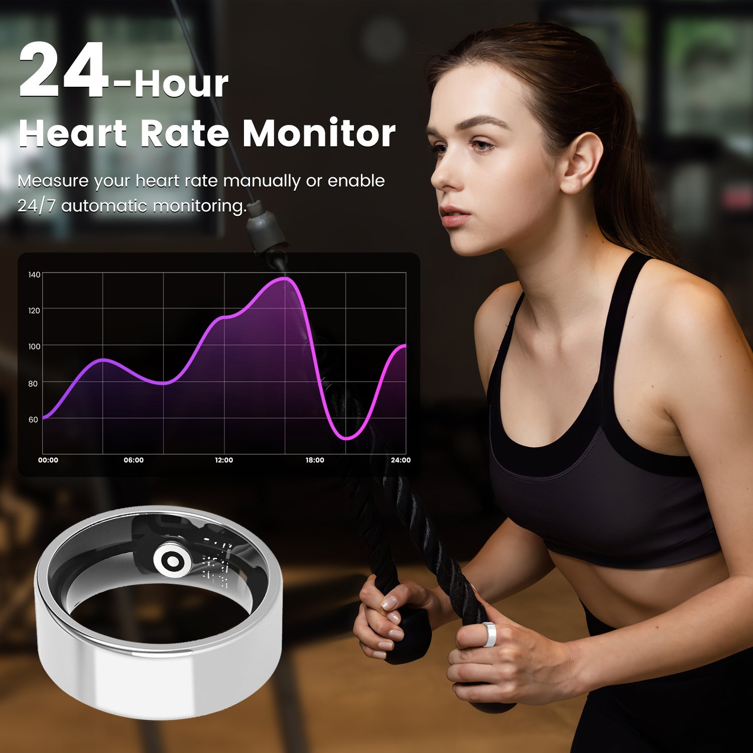 Smart Ring Health Tracker with Sleep, HRV & 7-Day Battery for iOS Android