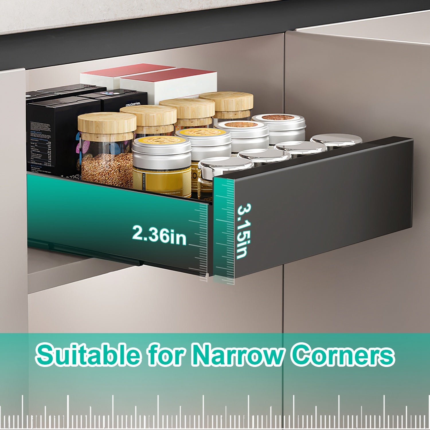 Pull Out Cabinet Organizer Carbon Steel Slide Drawer Rack