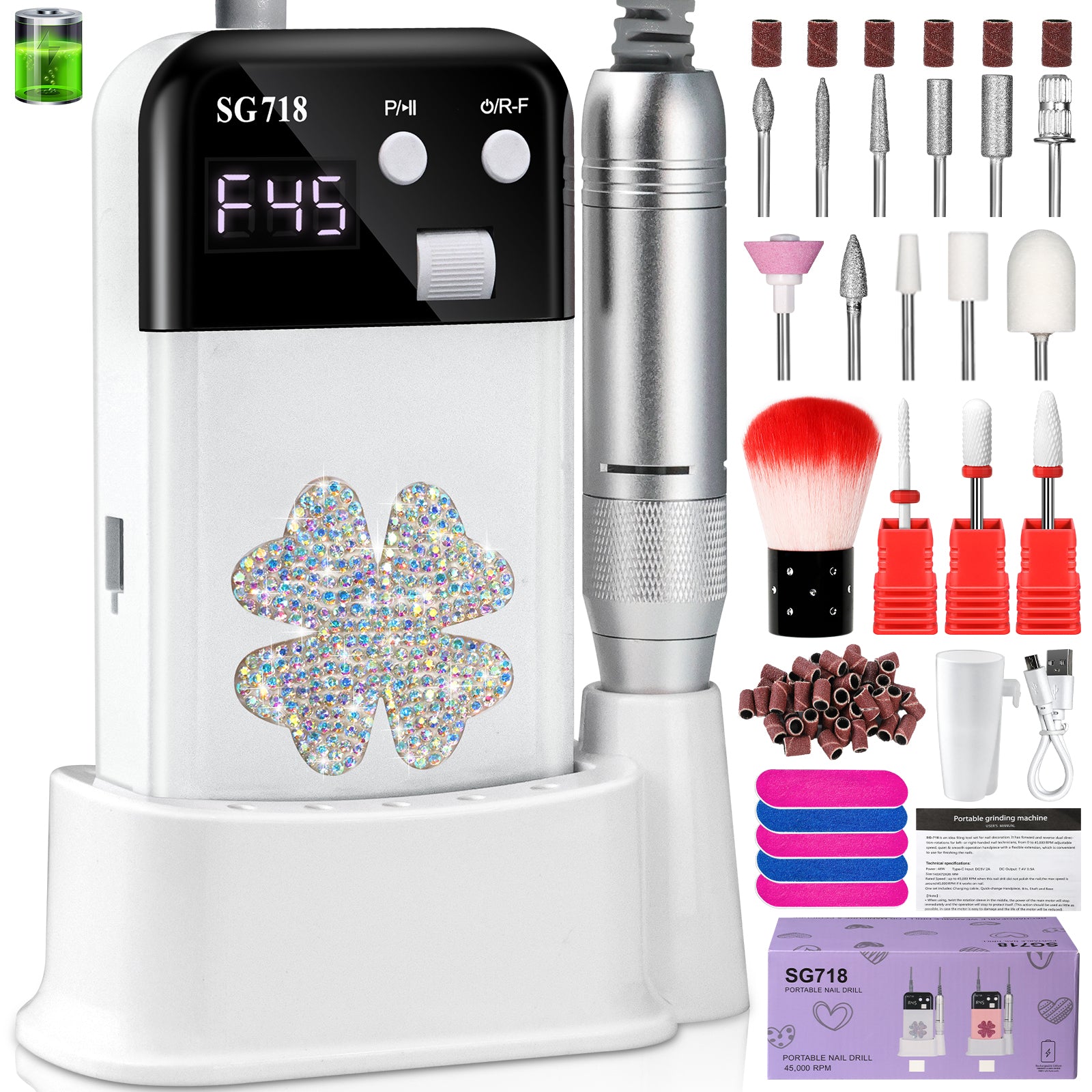 45000 RPM Rechargeable Electric Nail Drill