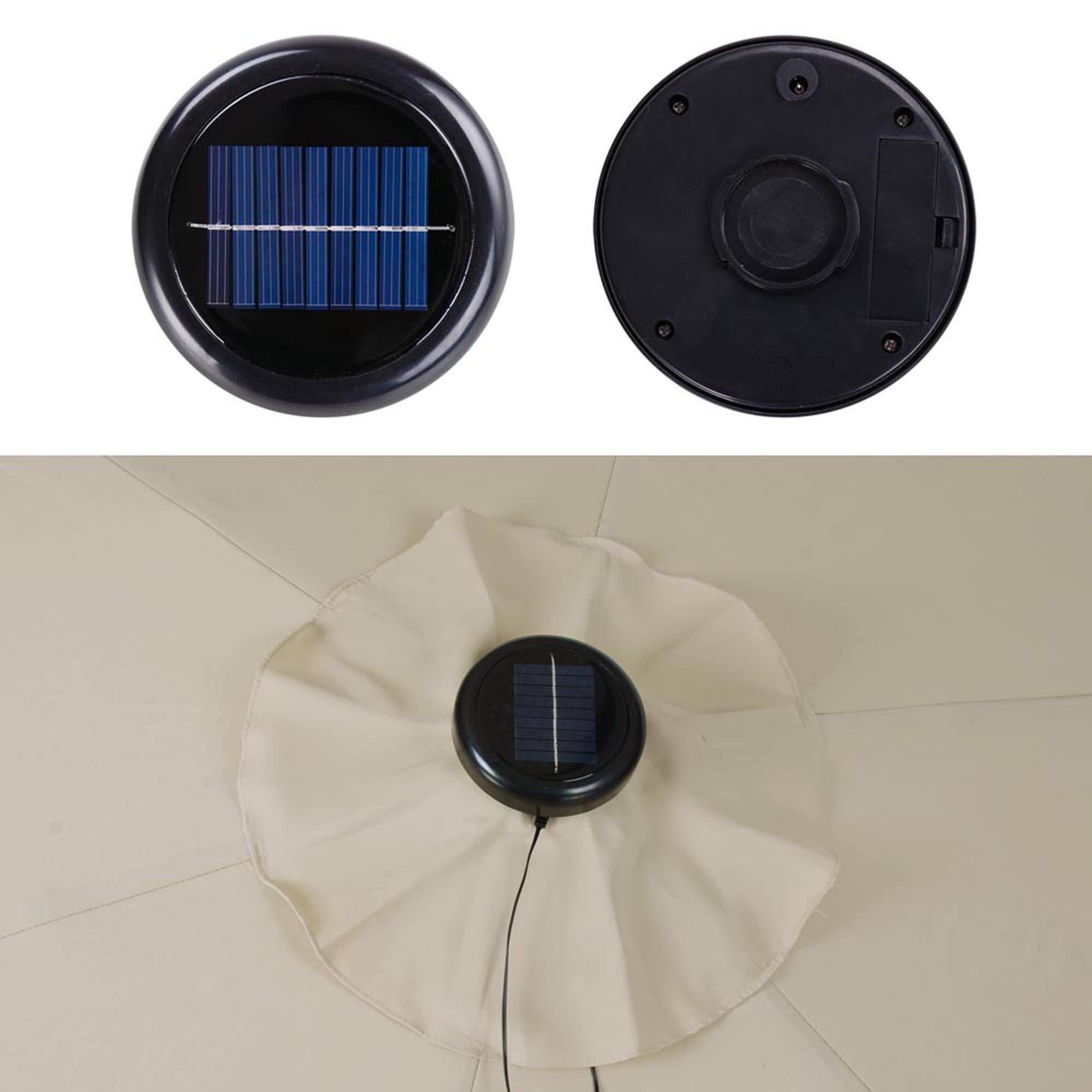 Solar Umbrella LED String Lights Cool White Outdoor Decor