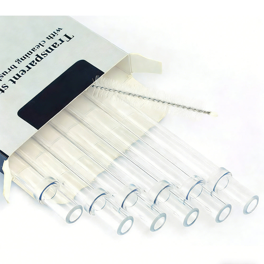 Reusable Clear Drinking Straws Set with Cleaning Brushes Durable