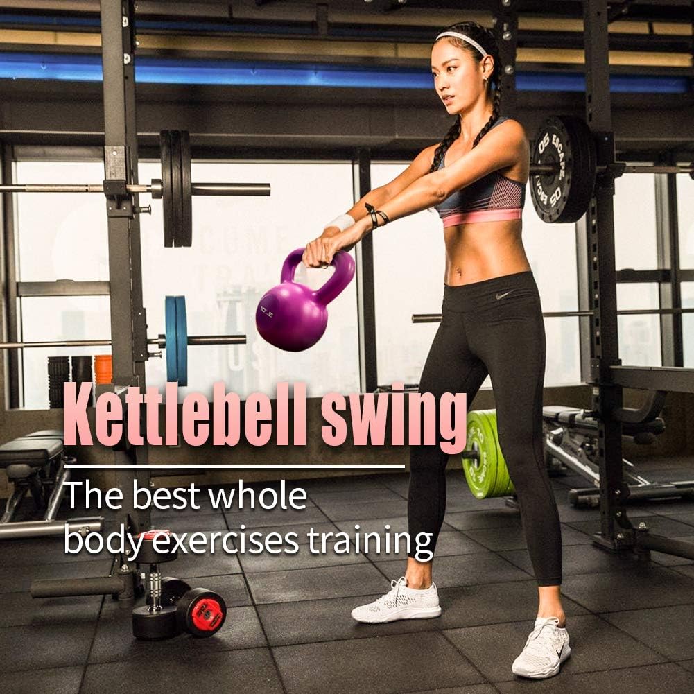 10lbs Kettlebell Weight Set Vinyl Coated for Women Home Workout with Wide Handle